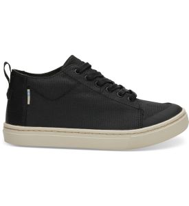 Black Textural Canvas Youth Lenny Mid Sneakers