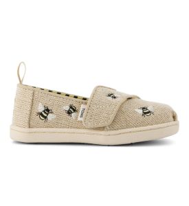 Undyed Natural Heritage Canvas Embroidered Bees Alpargata Espadrille Tiny