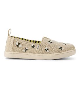 Undyed Natural Heritage Canvas Embroidered Bees Alpargata Espadrille Youth